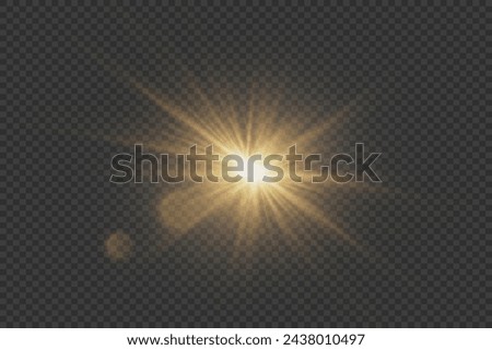 Sun flare light special lens flare light effect. Special effect flash. On a transparent background.