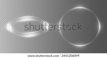 Set of white glowing neon circles. On a transparent background. Vector EPS 10	