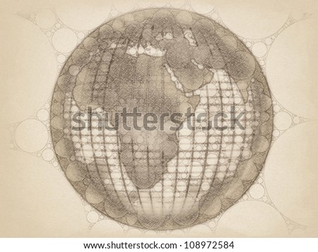 Ancient scroll representation of the planet earth