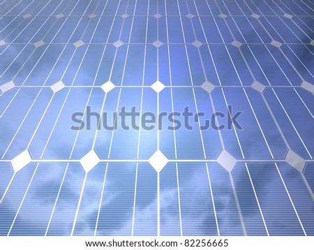 3D-modeled photovoltaic cell, representing notions such as green technologies, sustainable development, alternative energy sources as well as respect of the environment