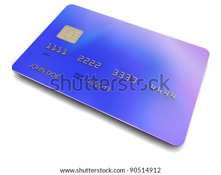 3D-modeled plastic card with a chip, cropped on a white background, representing concepts such as payment facilities, membership, authentication and technology