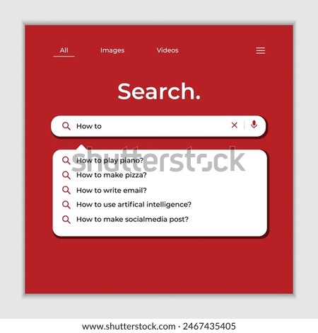 Internet browser search engine search bar for ui mobile app search address and navigation bar