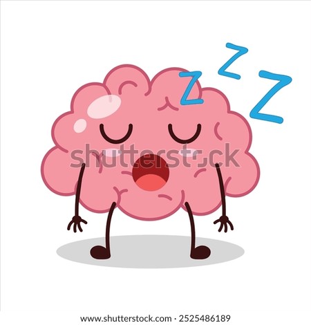 Cute rest expression of brain cartoon character