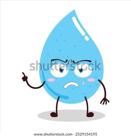 cute weird expression of water drop cartoon character