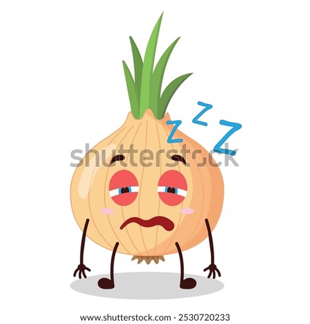 cute sleepy expression of onion cartoon character