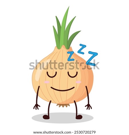 cute sleep expression of onion cartoon character