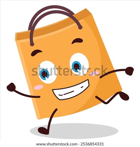 cute rush running expression of shopping bag character