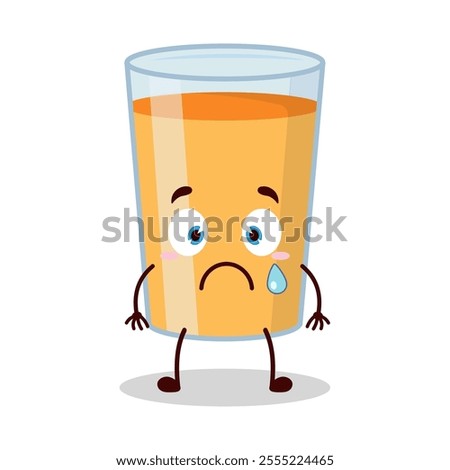 cute nervous expression of orange juice cartoon character