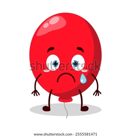 cute nervous expression of red balloon cartoon character