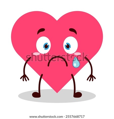 cute nervous expression of heart cartoon character