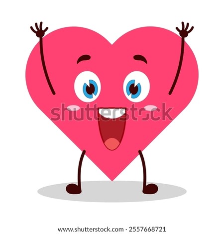 cute rise hand happy expression of heart cartoon character