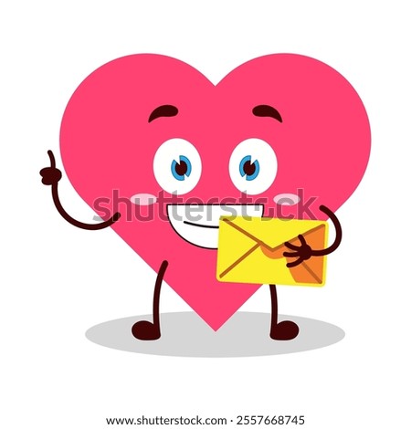 cute happy expression of heart cartoon character bring envelope letter