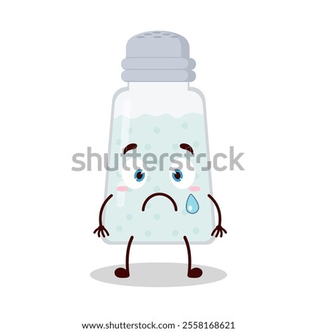 cute nervous expression of salt cartoon character
