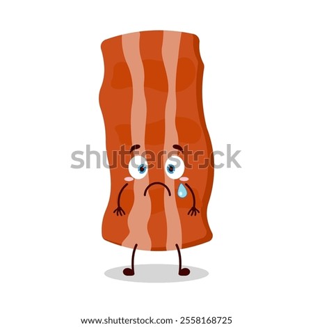 cute nervous expression of bacon cartoon character
