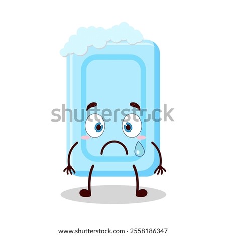 cute nervous expression of soap cartoon character
