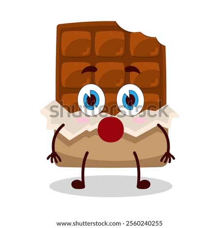 cute shocked expression of bite chocolate bar character
