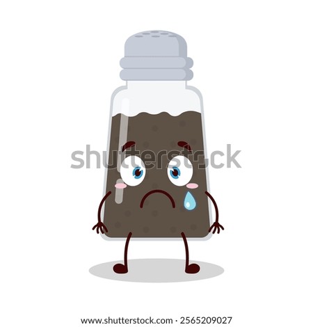 cute nervous expression of black pepper cartoon character
