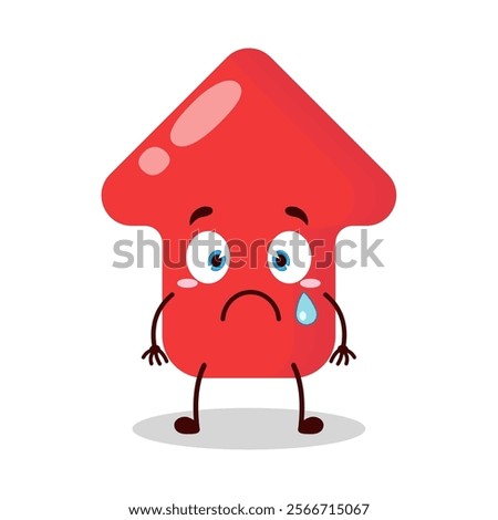 cute nervous expression of red arrow cartoon character
