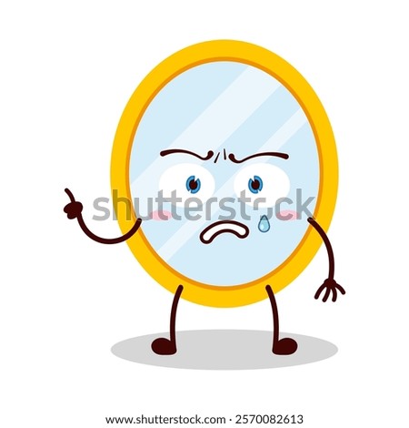 cute nervous expression of mirror cartoon character
