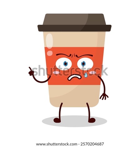 cute nervous expression of coffee cup cartoon character
