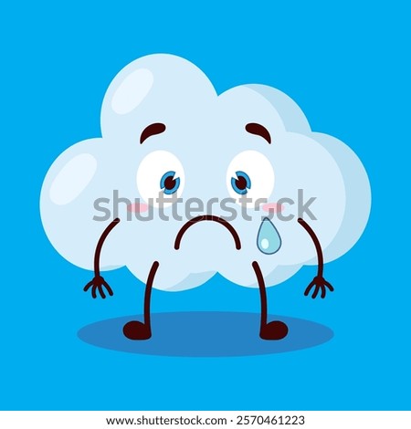 cute nervous expression of cloud cartoon character
