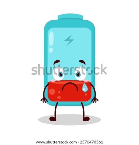 cute nervous expression of empty battery cartoon character
