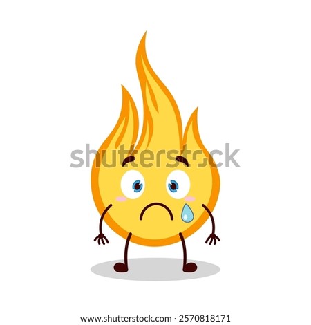 cute nervous expression of fire cartoon character
