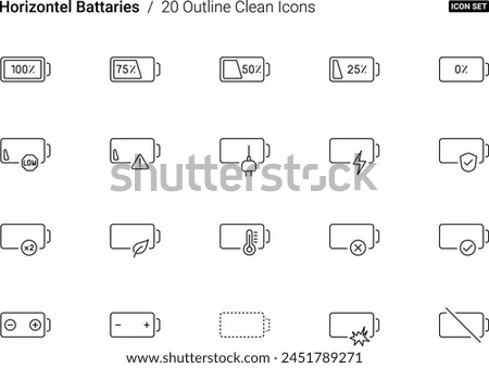 Set of Battery icon vector, collection of symbol battery illustration - 20 icons