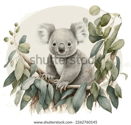 Koala art depicts cute fuzzy marsupials sitting in eucalyptus trees with round noses and expressive eyes The art style can range from realistic to cartoonish