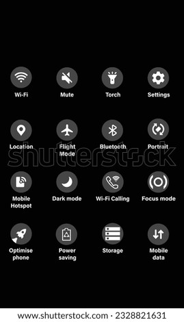 Concept of touch screen smartphone with blank interface. Element of interface on screen icons and buttons isolated on black background. Mobile phone wireless communication. Vector  illustration.