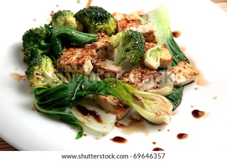 tofu grilled with vegetables, \