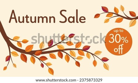 Autumn Sale up to 30% off. Sales banner with colorful autumn tree branches.