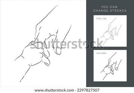 Parent and Child Holding Hand, Hand Drawn Illustration, Isolated Vector