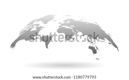 Earth planet icon in flat style. 3D world map vector illustration on white isolated background. Global communication business concept.