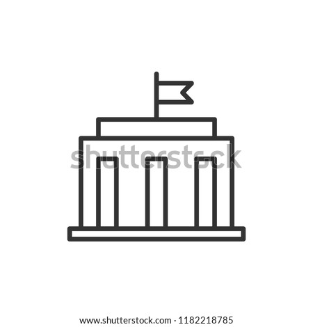 Bank building icon in flat style. Government architecture vector illustration on white isolated background. Museum exterior business concept.