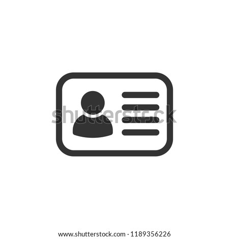 Id card icon in flat style. Identity badge vector illustration on white isolated background. Access cardholder people business concept.