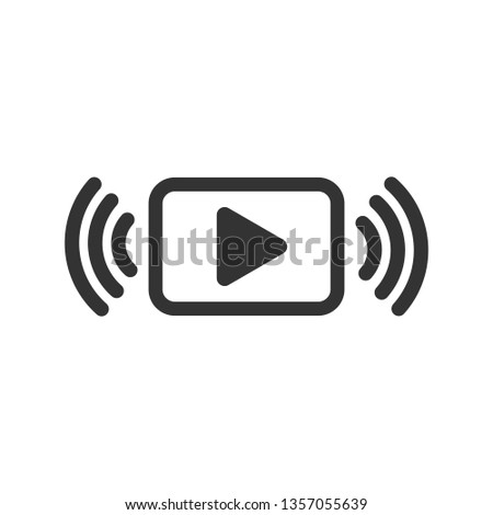 Play button icon in flat style. Streaming tv vector illustration on white isolated background. Broadcast business concept.