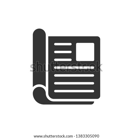 Magazine page icon in flat style. News vector illustration on white isolated background. Brochure business concept.