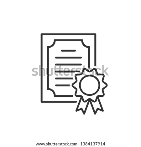 Certificate icon in flat style. License badge vector illustration on white isolated background. Winner medal business concept.