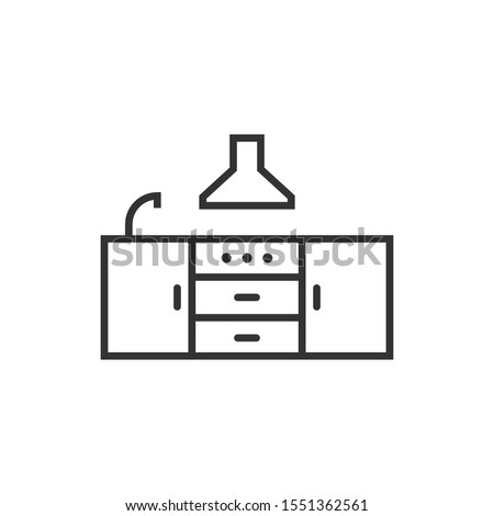 Kitchen furniture icon in flat style. Cuisine vector illustration on white isolated background. Cooking room business concept.