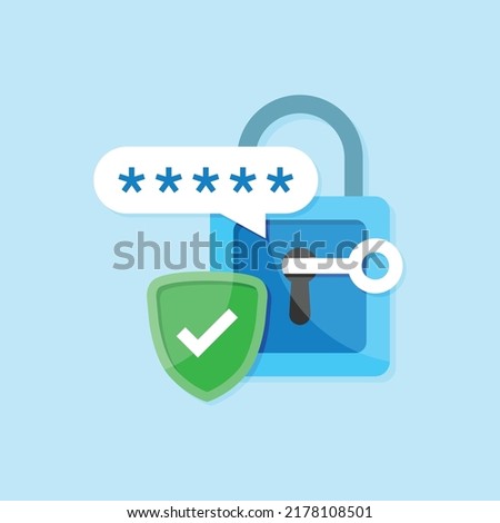 Password protection icon in flat style. Authentication vector illustration on isolated background. Login verification sign business concept.