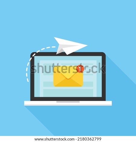 Email sending icon in flat style. Envelope receive vector illustration on isolated background. Mailbox notification sign business concept.