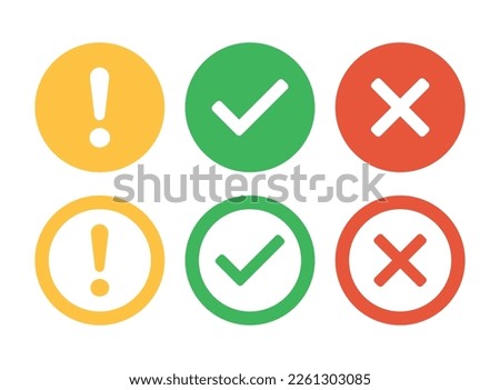 Cross and check mark icon in flat style. Checkmark right vector illustration on isolated background. Tick and cross sign business concept.