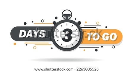 3 days left icon in flat style. Offer countdown date number vector illustration on isolated background. Sale promotion timer sign business concept.