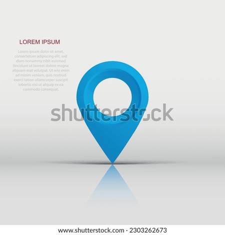 Pin map icon in flat style. Gps navigation vector illustration on white isolated background. Target destination business concept.