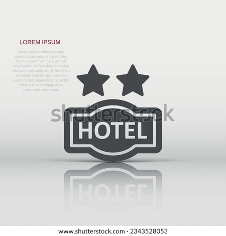 Hotel 2 stars sign icon in flat style. Inn vector illustration on white isolated background. Hostel room information business concept.