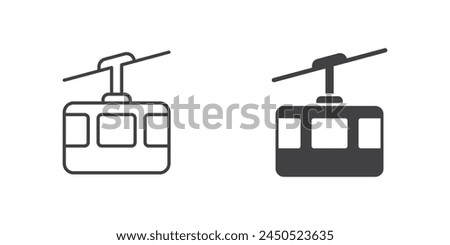 Ski cable car in flat style. Funicular vector illustration on isolated background. Gondola sign business concept.