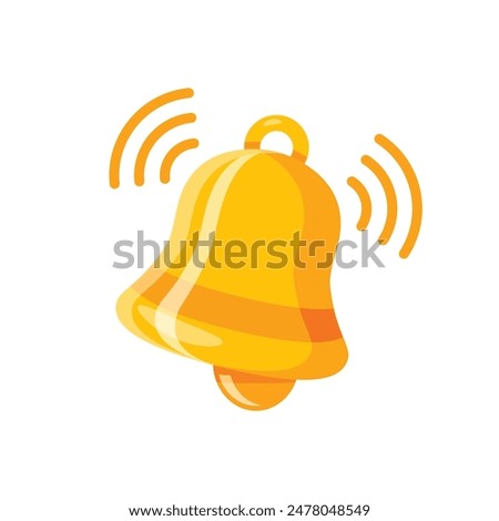 Notification bell icon in flat style. Incoming inbox message vector illustration on isolated background. Ringing bell sign business concept.