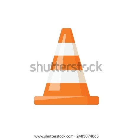 Traffic cone icon in flat style. Safety obstacle vector illustration on isolated background. Construction barrier sign business concept.