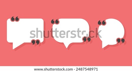 Quote frame icon in flat style. Speech bubble vector illustration on isolated background. Comment sign business concept.